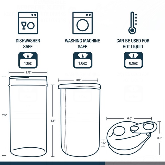 🆕 MASONTOPS Glass Water Bottle with Reversible Turquoise Neoprene Sleeve - Picture 5 of 9